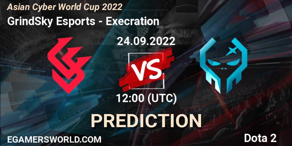 Prognose für das Spiel GrindSky Esports VS Execration. 24.09.2022 at 12:37. Dota 2 - Asian Cyber World Cup 2022