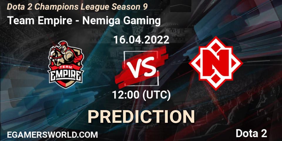 Prognose für das Spiel Team Empire VS Nemiga Gaming. 16.04.22. Dota 2 - Dota 2 Champions League Season 9