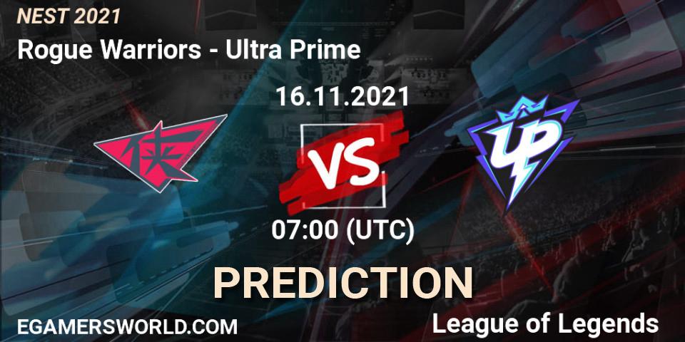 Prognose für das Spiel Ultra Prime VS Rogue Warriors. 16.11.21. LoL - NEST 2021