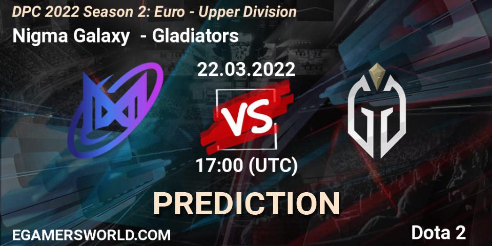 Prognose für das Spiel Nigma Galaxy VS Gladiators. 03.04.22. Dota 2 - DPC 2021/2022 Tour 2 (Season 2): WEU (Euro) Divison I (Upper) - DreamLeague Season 17