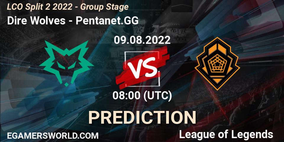 Prognose für das Spiel Dire Wolves VS Pentanet.GG. 09.08.2022 at 08:00. LoL - LCO Split 2 2022 - Group Stage