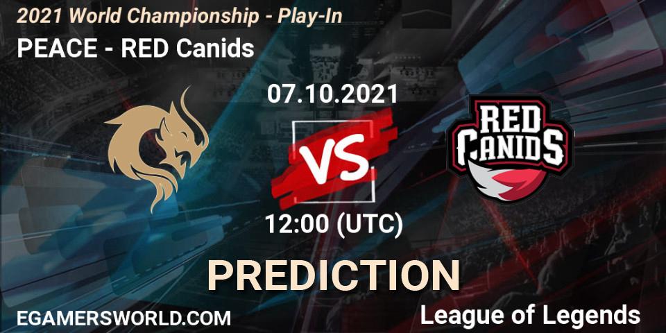 Prognose für das Spiel PEACE VS RED Canids. 07.10.2021 at 12:00. LoL - 2021 World Championship - Play-In