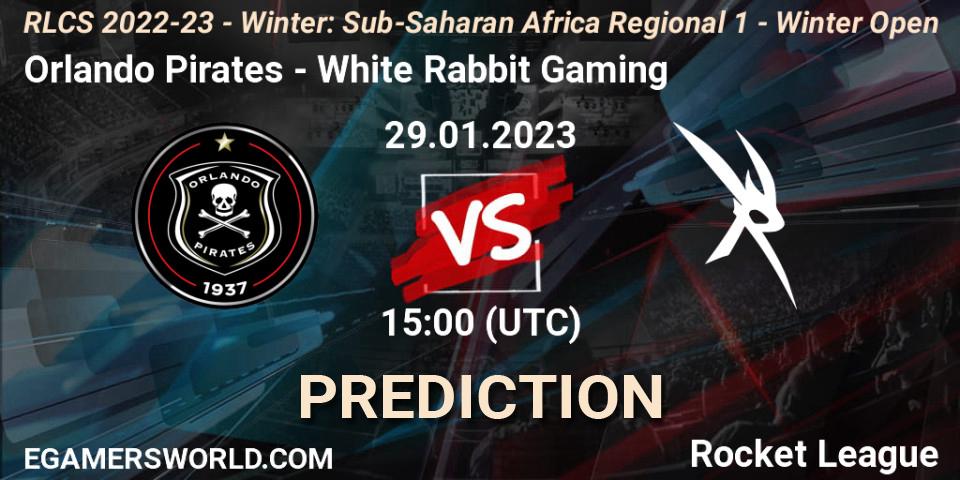 Prognose für das Spiel Orlando Pirates VS White Rabbit Gaming. 29.01.2023 at 15:00. Rocket League - RLCS 2022-23 - Winter: Sub-Saharan Africa Regional 1 - Winter Open
