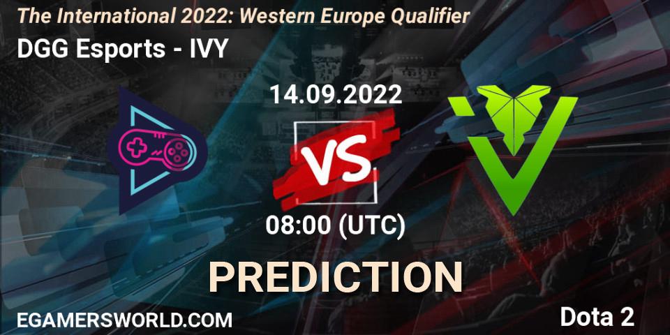 Prognose für das Spiel DGG Esports VS IVY. 14.09.2022 at 08:01. Dota 2 - The International 2022: Western Europe Qualifier