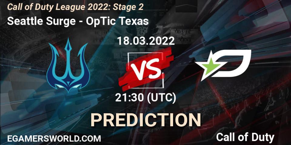 Prognose für das Spiel Seattle Surge VS OpTic Texas. 18.03.22. Call of Duty - Call of Duty League 2022: Stage 2