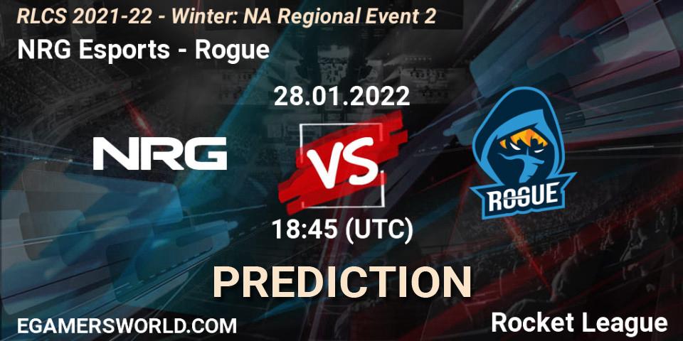 Prognose für das Spiel NRG Esports VS Rogue. 28.01.22. Rocket League - RLCS 2021-22 - Winter: NA Regional Event 2