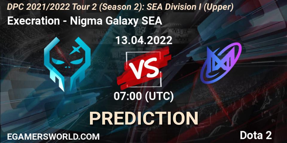 Prognose für das Spiel Execration VS Nigma Galaxy SEA. 13.04.2022 at 07:00. Dota 2 - DPC 2021/2022 Tour 2 (Season 2): SEA Division I (Upper)