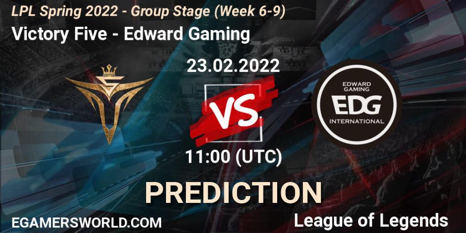 Prognose für das Spiel Victory Five VS Edward Gaming. 23.02.22. LoL - LPL Spring 2022 - Group Stage (Week 6-9)