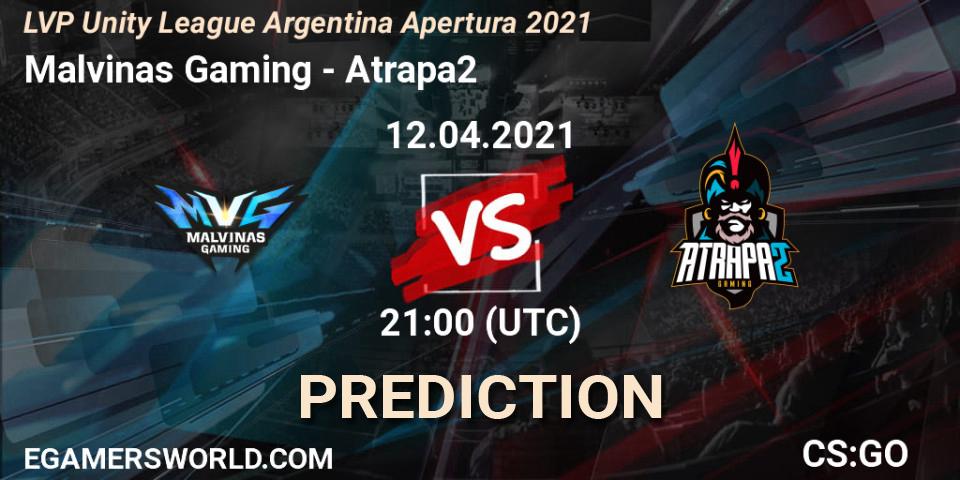 Prognose für das Spiel Malvinas Gaming VS Atrapa2. 12.04.21. CS2 (CS:GO) - LVP Unity League Argentina Apertura 2021
