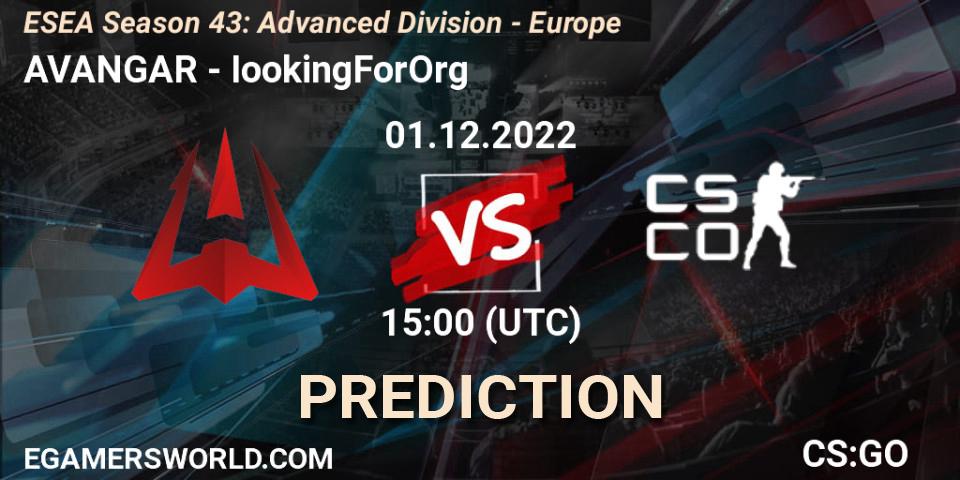 Prognose für das Spiel AVANGAR VS IookingForOrg. 01.12.22. CS2 (CS:GO) - ESEA Season 43: Advanced Division - Europe