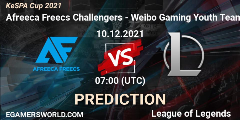 Prognose für das Spiel Afreeca Freecs Challengers VS Weibo Gaming Youth Team. 10.12.2021 at 06:00. LoL - KeSPA Cup 2021