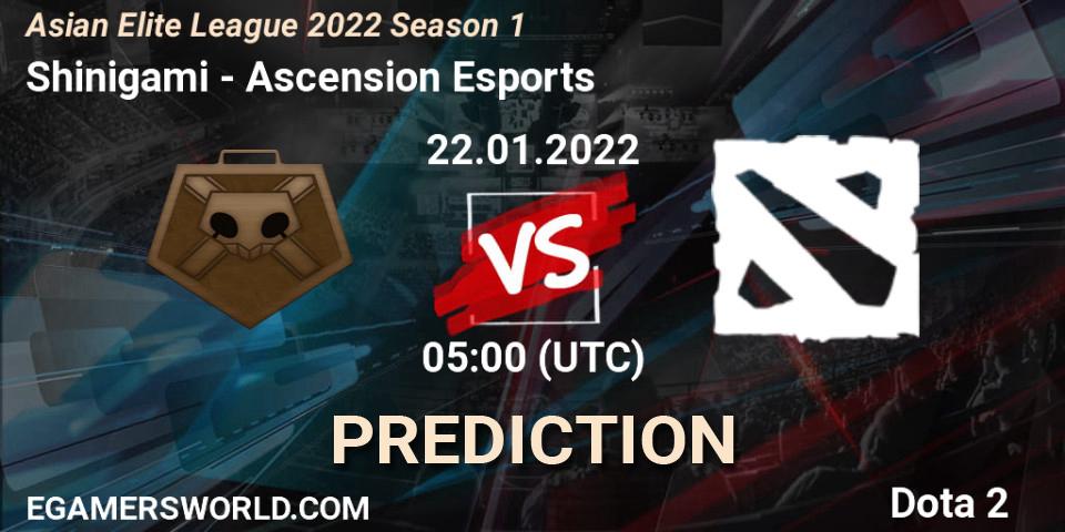 Prognose für das Spiel Shinigami VS Ascension Esports. 22.01.2022 at 05:00. Dota 2 - Asian Elite League 2022 Season 1