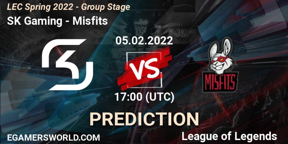 Prognose für das Spiel SK Gaming VS Misfits. 05.02.22. LoL - LEC Spring 2022 - Group Stage