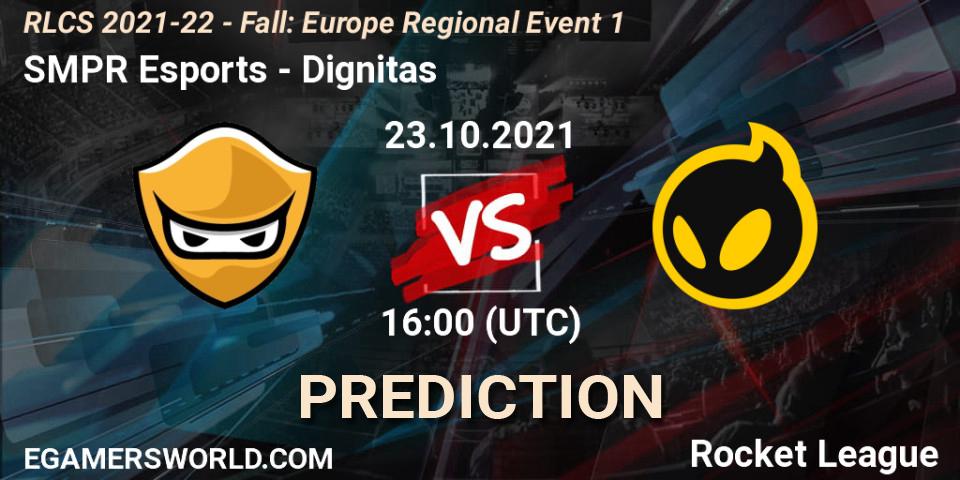 Prognose für das Spiel SMPR Esports VS Dignitas. 23.10.2021 at 16:00. Rocket League - RLCS 2021-22 - Fall: Europe Regional Event 1
