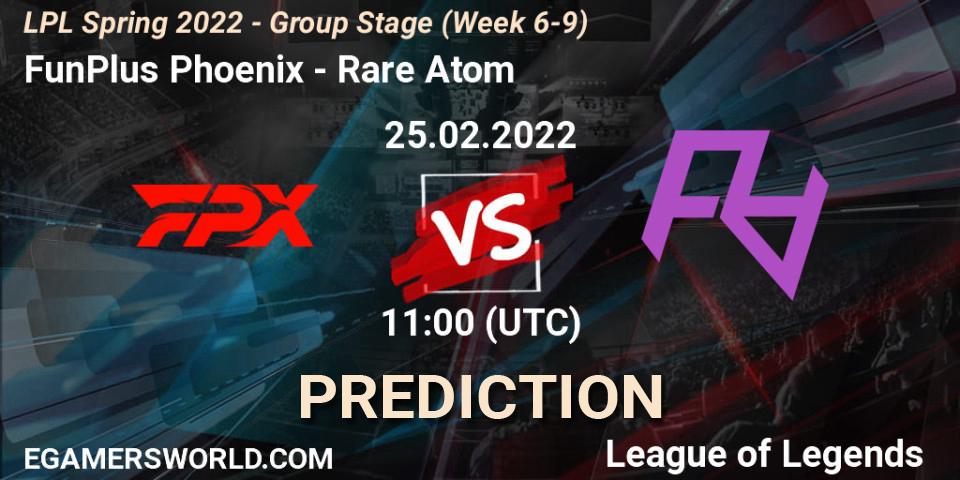 Prognose für das Spiel FunPlus Phoenix VS Rare Atom. 25.02.22. LoL - LPL Spring 2022 - Group Stage (Week 6-9)