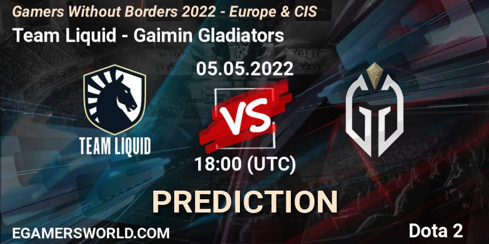 Prognose für das Spiel Team Liquid VS Gaimin Gladiators. 05.05.2022 at 17:55. Dota 2 - Gamers Without Borders 2022 - Europe & CIS