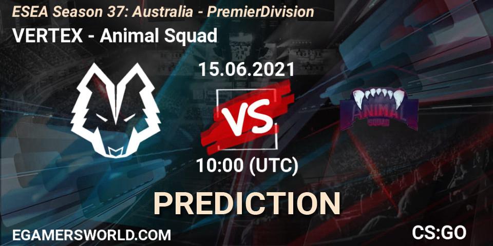 Prognose für das Spiel VERTEX VS Animal Squad. 15.06.2021 at 10:00. Counter-Strike (CS2) - ESEA Season 37: Australia - Premier Division