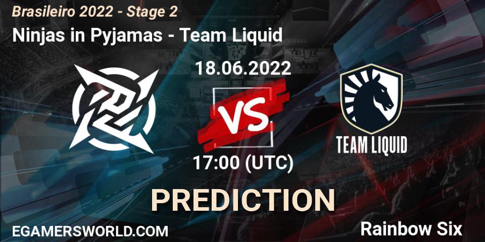 Prognose für das Spiel Ninjas in Pyjamas VS Team Liquid. 18.06.22. Rainbow Six - Brasileirão 2022 - Stage 2
