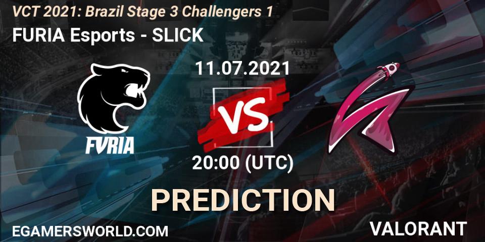 Prognose für das Spiel FURIA Esports VS SLICK. 11.07.2021 at 20:00. VALORANT - VCT 2021: Brazil Stage 3 Challengers 1