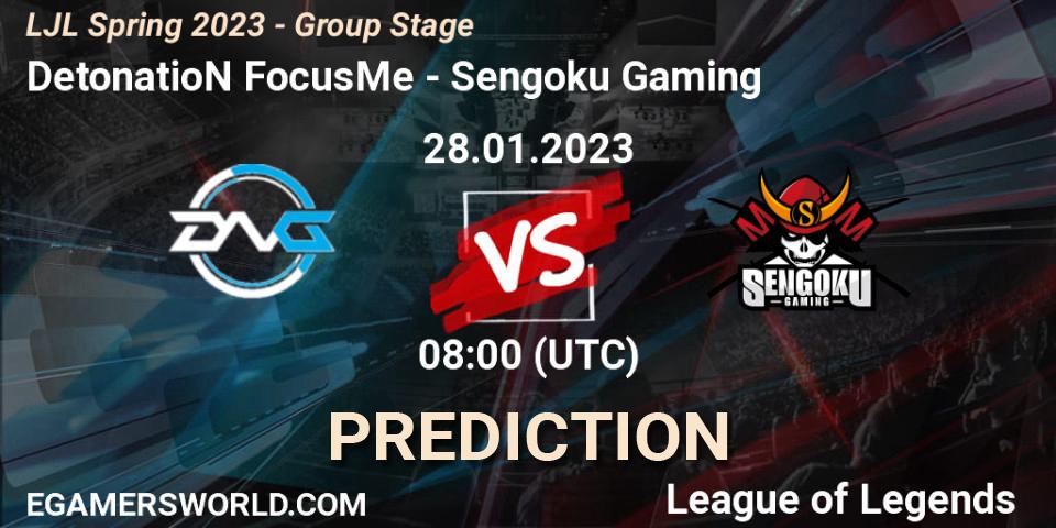 Prognose für das Spiel DetonatioN FocusMe VS Sengoku Gaming. 28.01.23. LoL - LJL Spring 2023 - Group Stage