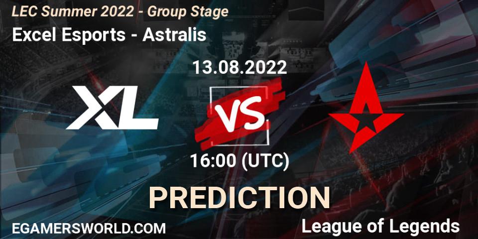 Prognose für das Spiel Excel Esports VS Astralis. 14.08.2022 at 15:00. LoL - LEC Summer 2022 - Group Stage