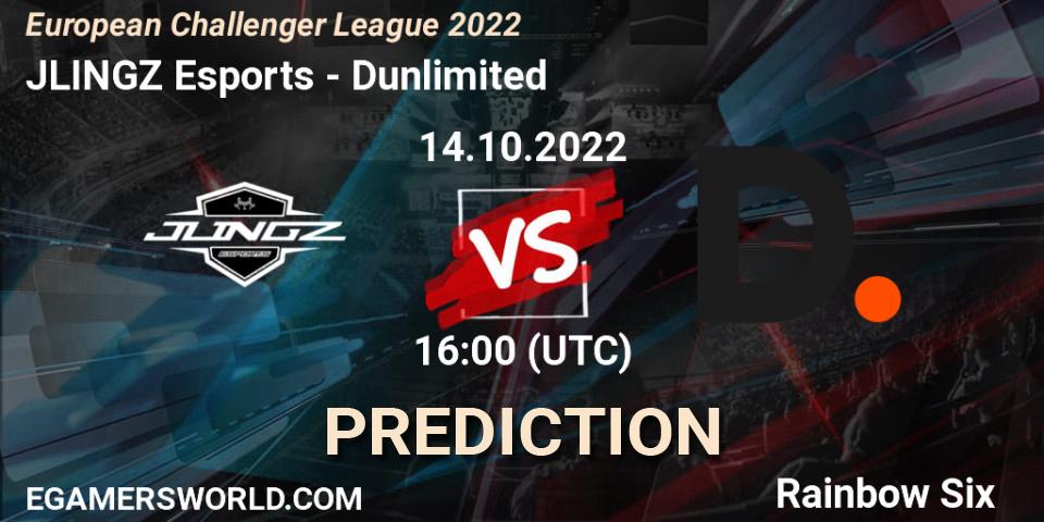 Prognose für das Spiel JLINGZ Esports VS Dunlimited. 14.10.2022 at 16:00. Rainbow Six - European Challenger League 2022