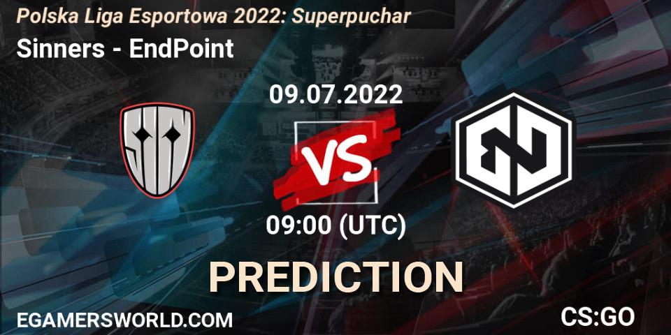 Prognose für das Spiel Sinners VS EndPoint. 09.07.2022 at 09:05. Counter-Strike (CS2) - Polska Liga Esportowa 2022: Superpuchar