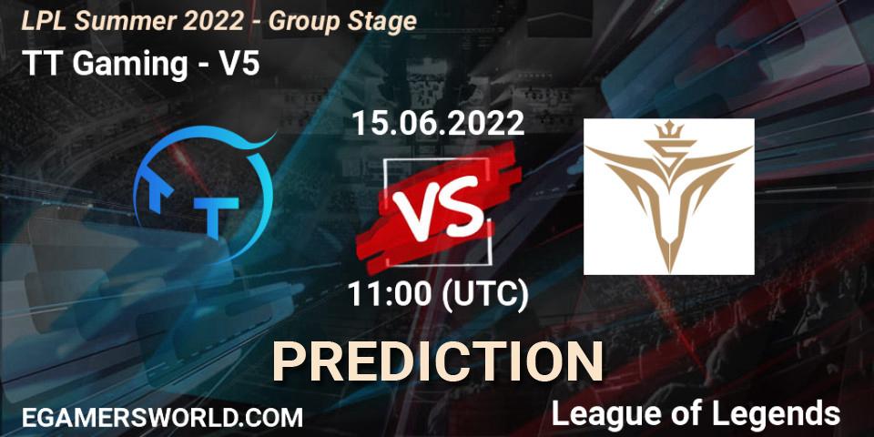 Prognose für das Spiel TT Gaming VS Victory Five. 15.06.22. LoL - LPL Summer 2022 - Group Stage