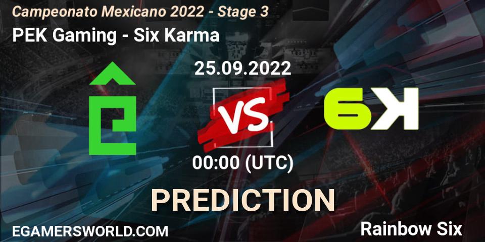 Prognose für das Spiel PÊEK Gaming VS Six Karma. 25.09.2022 at 00:00. Rainbow Six - Campeonato Mexicano 2022 - Stage 3