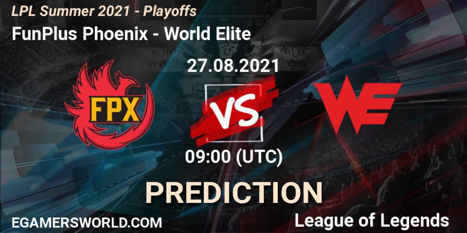 Prognose für das Spiel FunPlus Phoenix VS World Elite. 27.08.21. LoL - LPL Summer 2021 - Playoffs