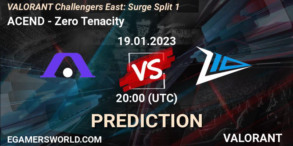 Prognose für das Spiel ACEND VS Zero Tenacity. 19.01.2023 at 21:00. VALORANT - VALORANT Challengers 2023 East: Surge Split 1