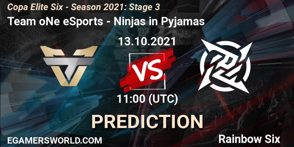 Prognose für das Spiel Team oNe eSports VS Ninjas in Pyjamas. 12.10.21. Rainbow Six - Copa Elite Six - Season 2021: Stage 3
