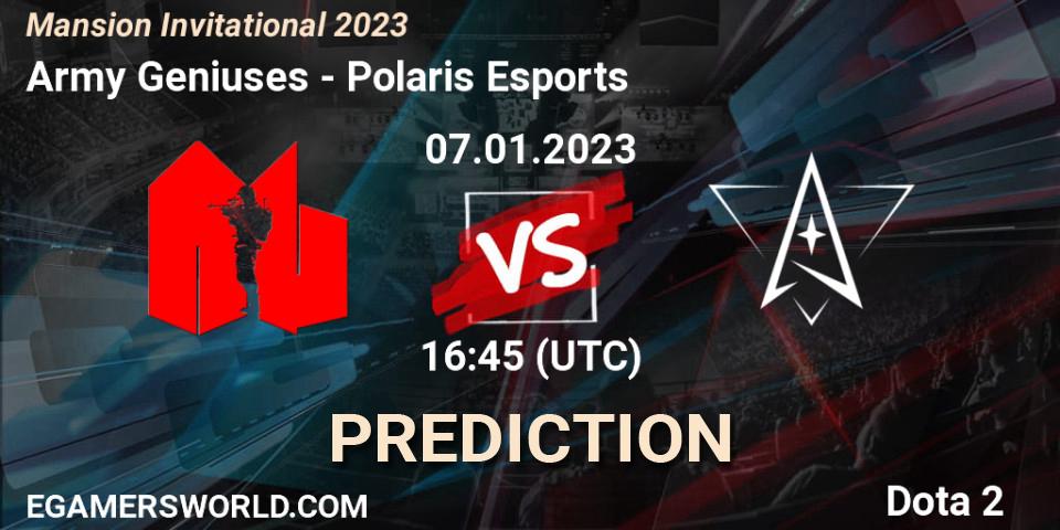 Prognose für das Spiel Army Geniuses VS Polaris Esports. 07.01.23. Dota 2 - Mansion Invitational 2023