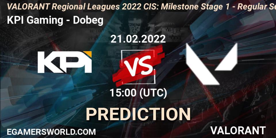 Prognose für das Spiel KPI Gaming VS Dobeg. 21.02.2022 at 15:00. VALORANT - VALORANT Regional Leagues 2022 CIS: Milestone Stage 1 - Regular Season