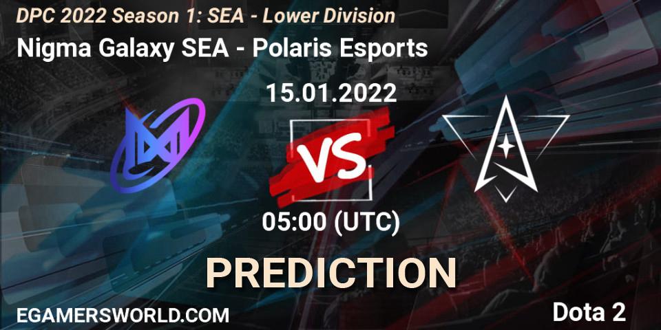 Prognose für das Spiel Nigma Galaxy SEA VS Polaris Esports. 15.01.2022 at 05:00. Dota 2 - DPC 2022 Season 1: SEA - Lower Division