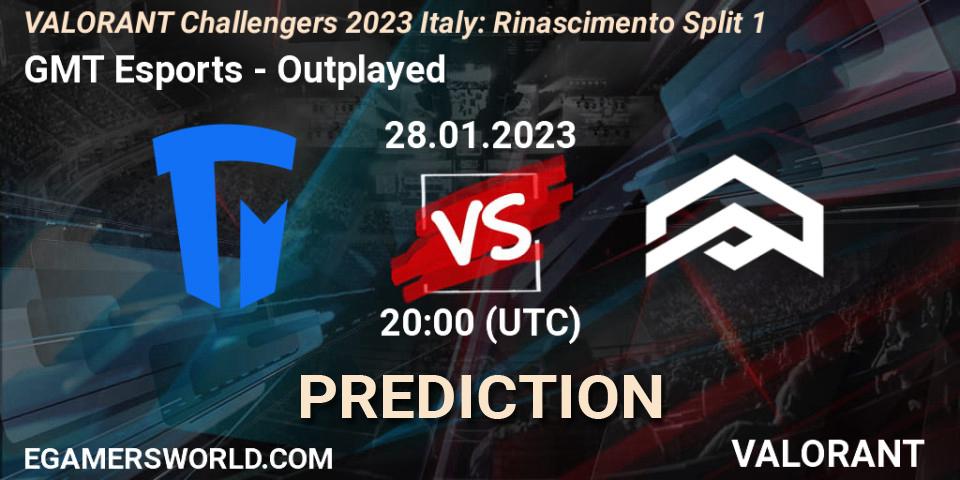 Prognose für das Spiel GMT Esports VS Outplayed. 28.01.23. VALORANT - VALORANT Challengers 2023 Italy: Rinascimento Split 1