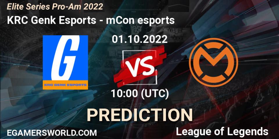 Prognose für das Spiel KRC Genk Esports VS mCon esports. 01.10.2022 at 10:00. LoL - Elite Series Pro-Am 2022