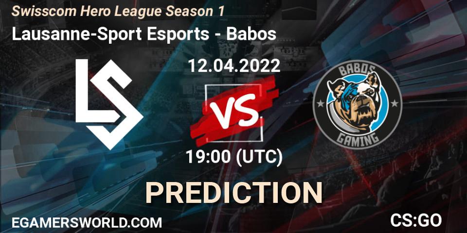 Prognose für das Spiel Lausanne-Sport Esports VS Babos. 12.04.2022 at 19:00. Counter-Strike (CS2) - Swisscom Hero League Season 1