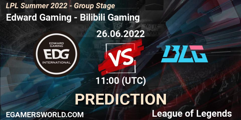 Prognose für das Spiel Edward Gaming VS Bilibili Gaming. 26.06.22. LoL - LPL Summer 2022 - Group Stage