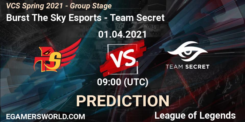 Prognose für das Spiel Burst The Sky Esports VS Team Secret. 01.04.2021 at 11:00. LoL - VCS Spring 2021 - Group Stage
