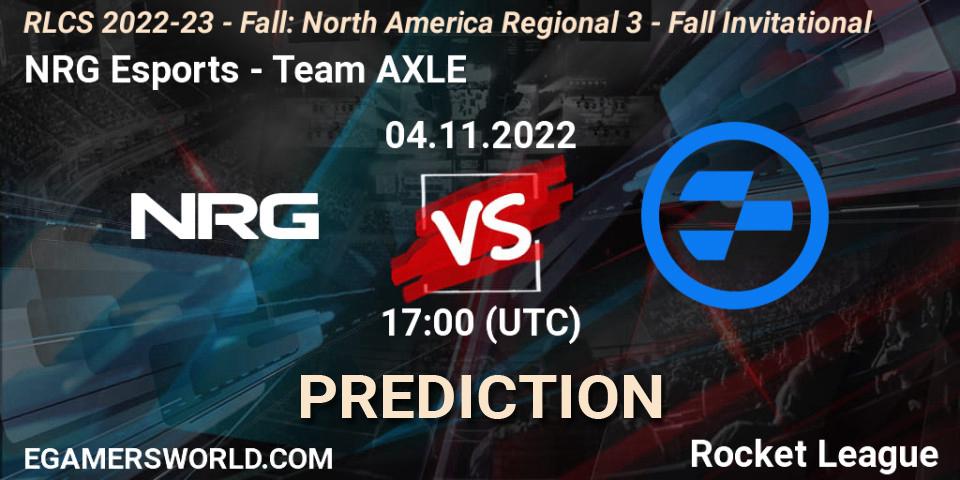 Prognose für das Spiel NRG Esports VS Team AXLE. 04.11.2022 at 17:00. Rocket League - RLCS 2022-23 - Fall: North America Regional 3 - Fall Invitational