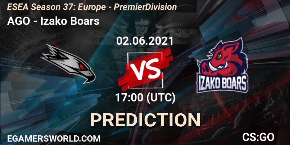 Prognose für das Spiel AGO VS Izako Boars. 02.06.2021 at 17:00. Counter-Strike (CS2) - ESEA Season 37: Europe - Premier Division