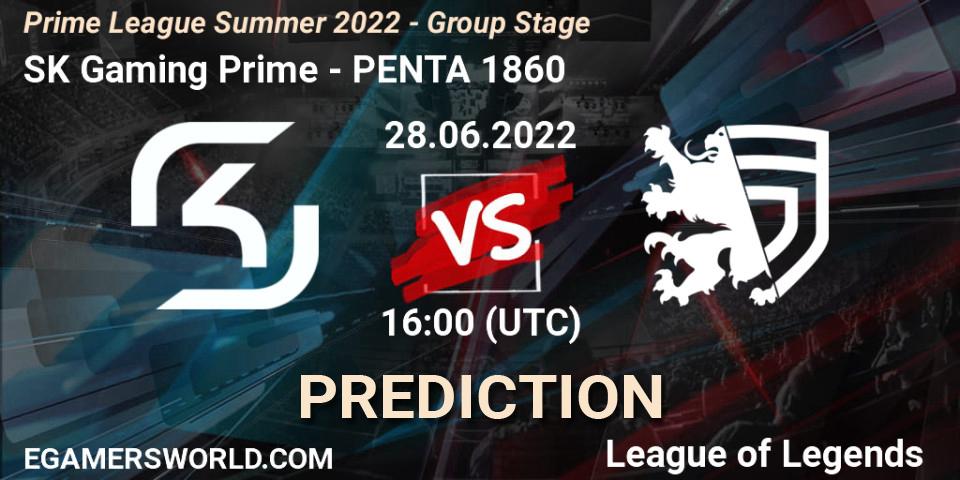 Prognose für das Spiel SK Gaming Prime VS PENTA 1860. 28.06.22. LoL - Prime League Summer 2022 - Group Stage