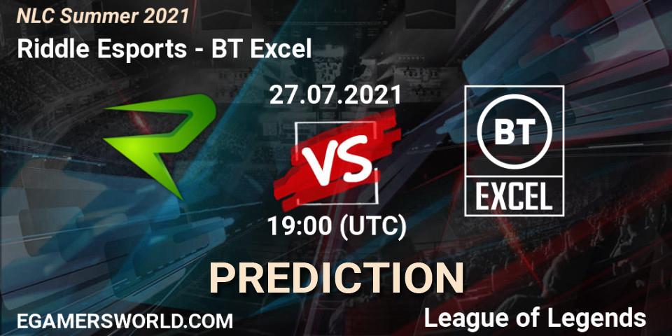 Prognose für das Spiel Riddle Esports VS BT Excel. 27.07.21. LoL - NLC Summer 2021