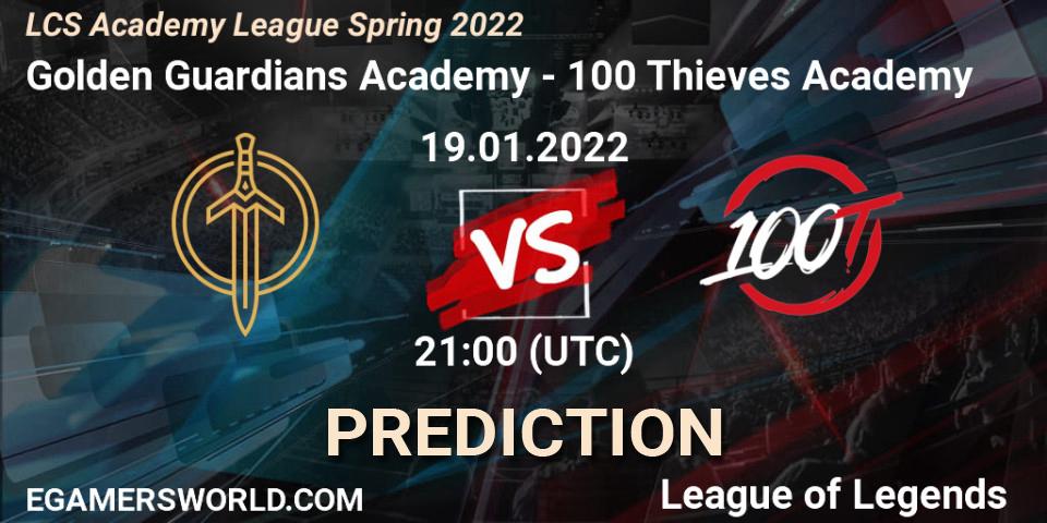 Prognose für das Spiel Golden Guardians Academy VS 100 Thieves Academy. 19.01.22. LoL - LCS Academy League Spring 2022