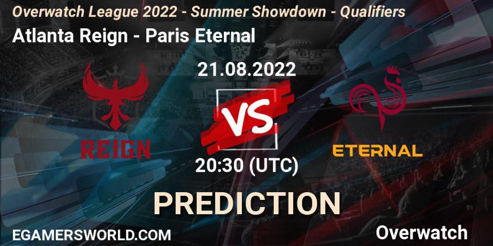 Prognose für das Spiel Atlanta Reign VS Paris Eternal. 21.08.22. Overwatch - Overwatch League 2022 - Summer Showdown - Qualifiers