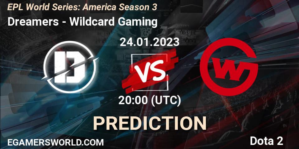 Prognose für das Spiel Dreamers VS Wildcard Gaming. 24.01.23. Dota 2 - EPL World Series: America Season 3