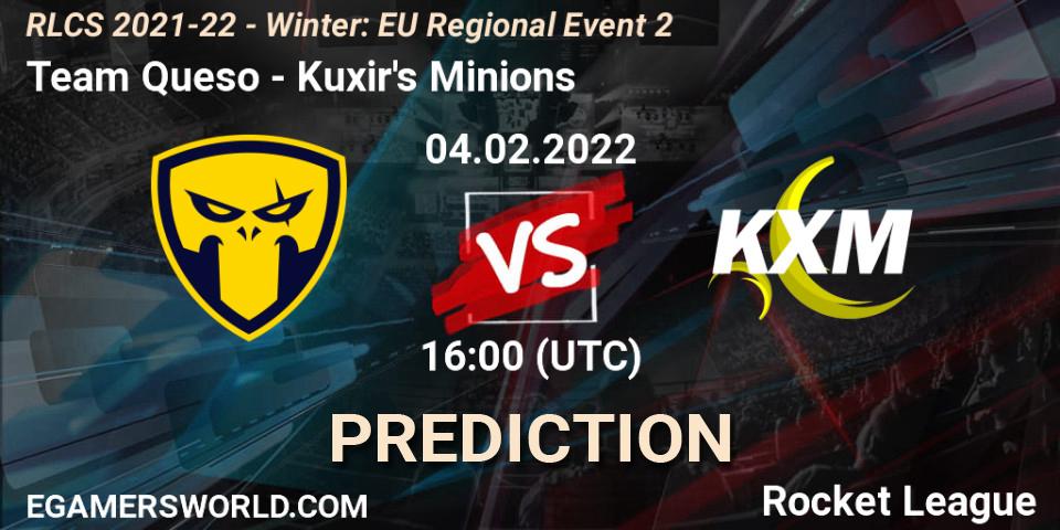 Prognose für das Spiel Team Queso VS Kuxir's Minions. 04.02.22. Rocket League - RLCS 2021-22 - Winter: EU Regional Event 2