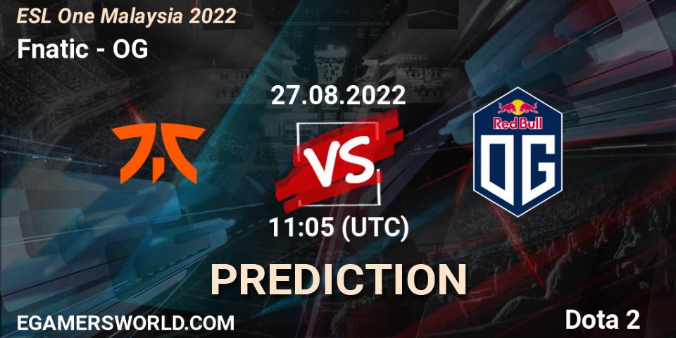 Prognose für das Spiel Fnatic VS OG. 27.08.22. Dota 2 - ESL One Malaysia 2022