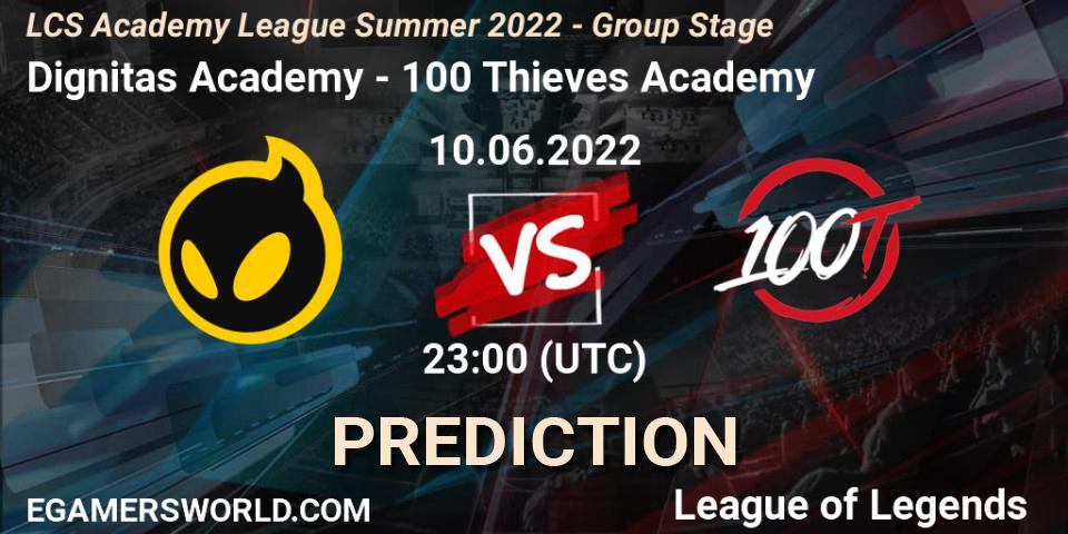 Prognose für das Spiel Dignitas Academy VS 100 Thieves Academy. 10.06.22. LoL - LCS Academy League Summer 2022 - Group Stage